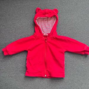 Hanna Andersson Red Hooded Sweatshirt With Bear Ears 12mo
